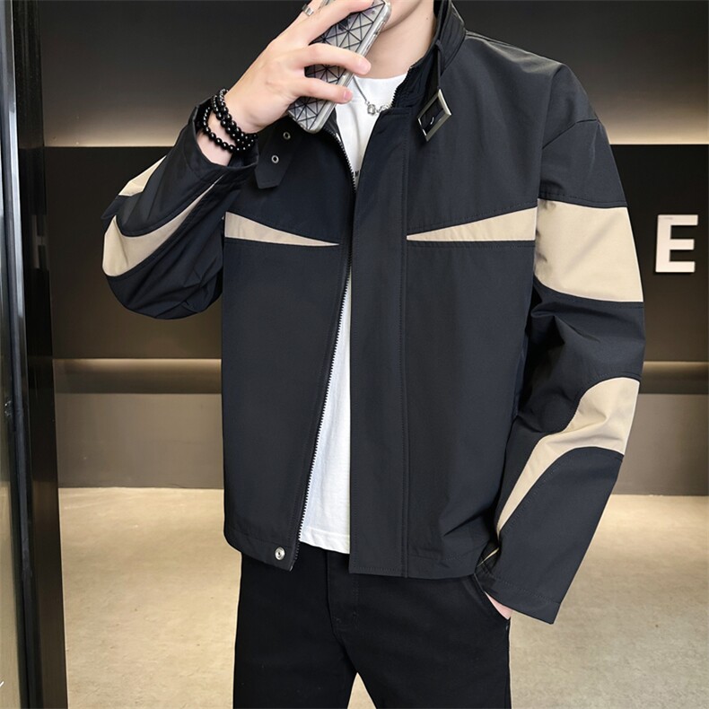 复古撞色拼接立领冲锋衣外套男开衫外套夹克棒球服JK01575-P73,男装夹克,星座308B-2