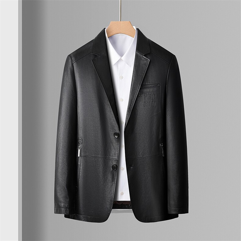 DLSN-TX25063新款海宁真皮皮衣男山羊皮外套商务休闲西服韩版修身,男装西服,电商B360A（原721A）