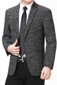 男纯色西装外套2023年中年商务免烫男士出口春秋季西服上衣图片