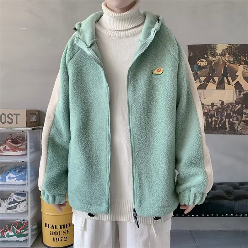 秋冬季衣外套刺绣袄男潮流百搭情侣羊羔绒连帽服W3478-P45,男装棉衣,星座512-3