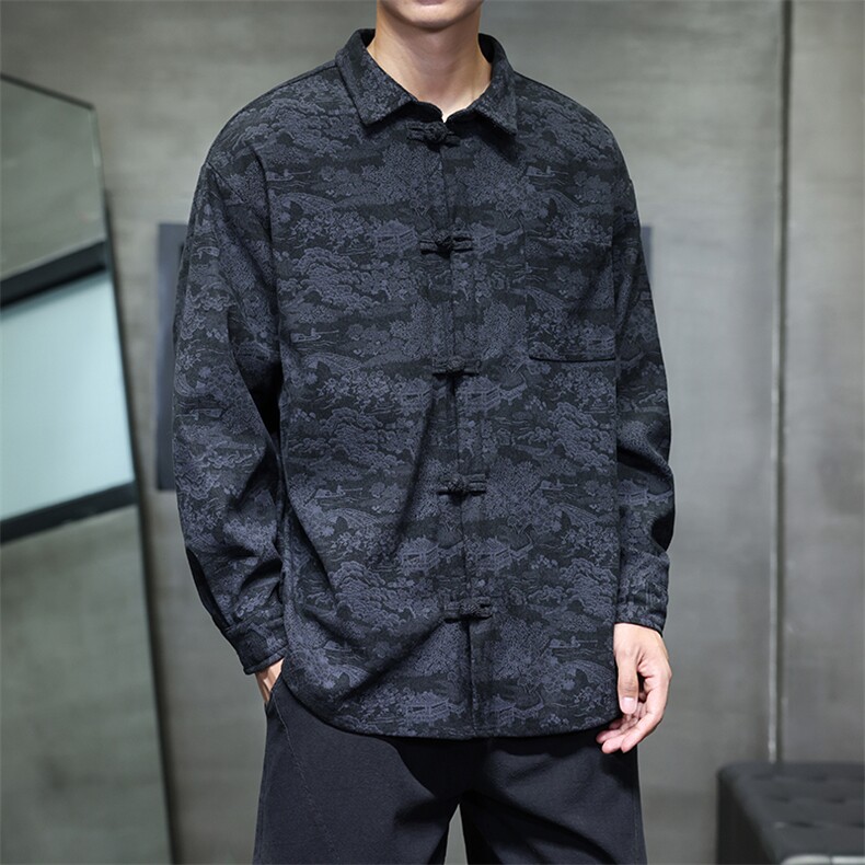 2025秋冬新款 灯芯绒 清明上河图 风盘扣唐装汉服 2535-P60图片
