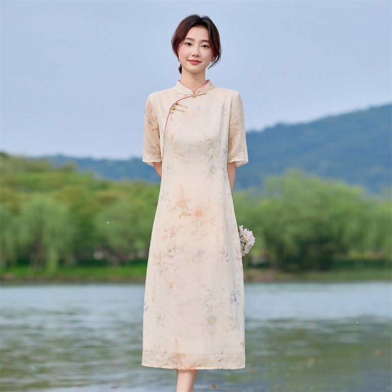 2026年夏季苎麻文艺/优雅旗袍,女装汉服/婚纱/旗袍/礼服,江南依恋