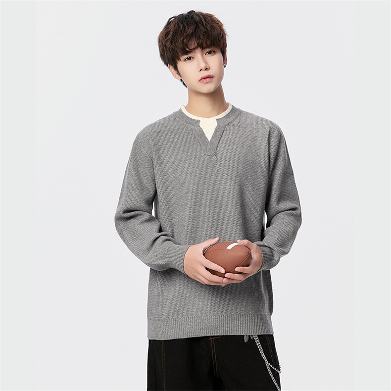 毛衣男秋冬男士休闲圆领假两件时尚针织衫毛衣打底衫-M368-P50,男装T恤,星座310B-3