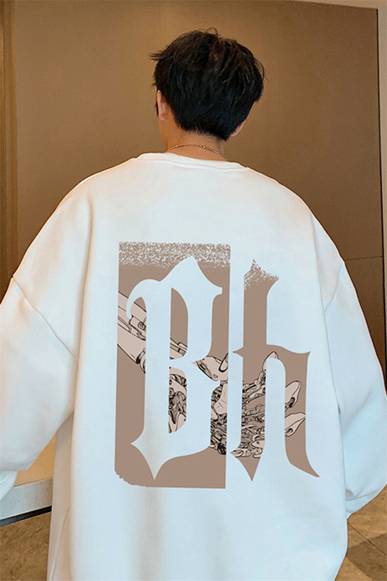 W525P35加绒45圆领卫衣潮牌宽松长袖上衣oversize美式无帽外套,女装短外套,星座304A
