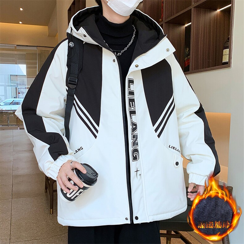 新款拼色男士连帽加绒加厚外套冬季,男装棉衣,星座1206（原A206）