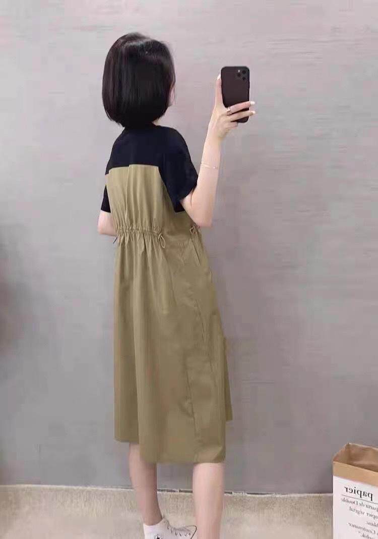 夏款拼接连衣裙，女装连衣裙，吉之红