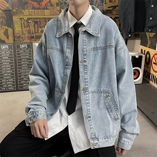 牛仔外套男韩版潮流痞帅衣服炸街工装夹克春秋原宿风外衣J409，男装夹克，星座1116A-1（原606A）