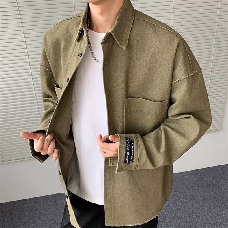 纯棉衬衫夹克外套翻领重磅简约休闲百搭潮外套XZ212-QJK1049-P65,男装夹克,星座212