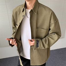 纯棉衬衫夹克外套翻领重磅简约休闲百搭潮外套XZ212-QJK1049-P65，男装夹克，星座212