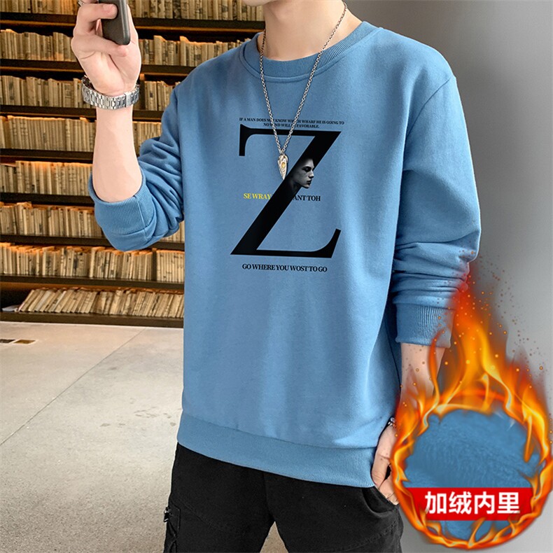 秋冬新款潮流学生大码休闲男士字母印花加绒卫衣套头,男装卫衣,星座1816-2（原1210–2）