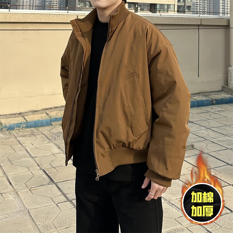 棉衣5W件现货冬季美拉德立领飞行夹克廓形高街棒球服加棉加厚外套，男装夹克，电商A486