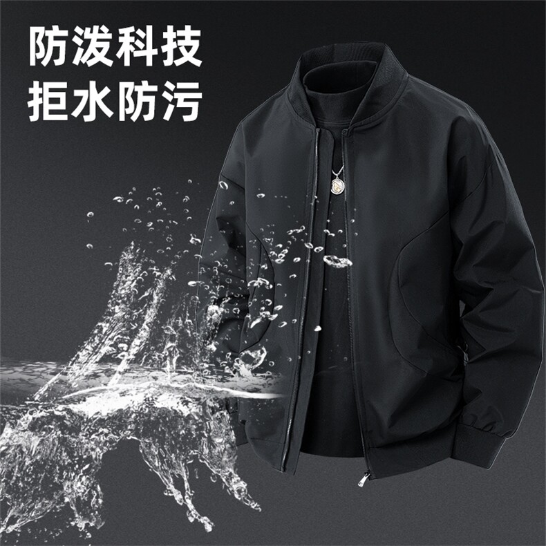 得物二开秋季棒球领夹克男宽松休闲外套大码上衣A266-JK8016-P33,男装夹克,电商A266