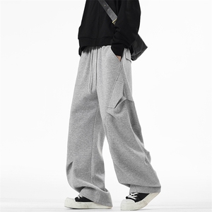 秋季新款卫裤 宽松褶皱百搭直筒休闲裤  抖音品质 A111-A369-P48图片