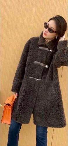 DG838网红三皮扣羊毛长款外套,女装,L·H·X