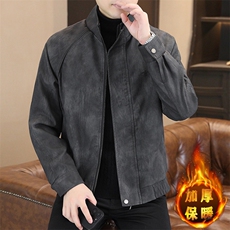 秋冬加绒加厚男士休闲立领潮流皮衣外套夹克PY1607-P120，男装夹克，星座310B-3