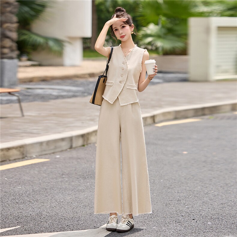现货棉麻套装女2026年夏季夏季新款女装时尚气质休闲通勤两件套,女装套装/套裙,关键词
