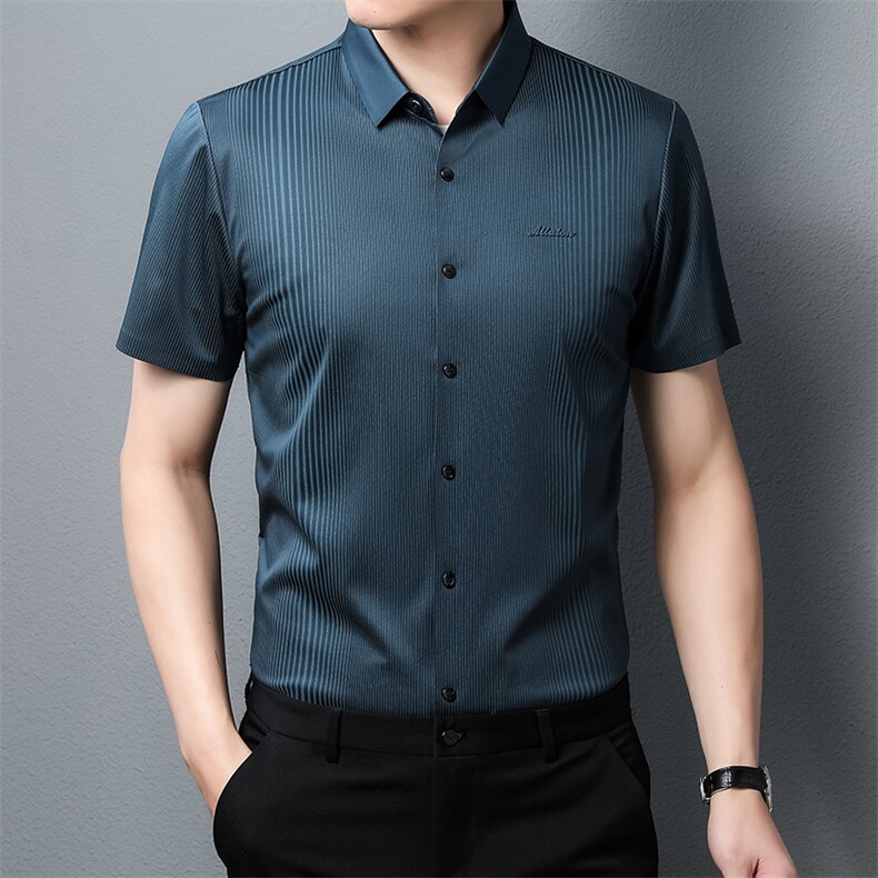 男士2023年夏季新款衬衫男短袖商务休闲汗衫衬衣男,男装衬衫,电商B360