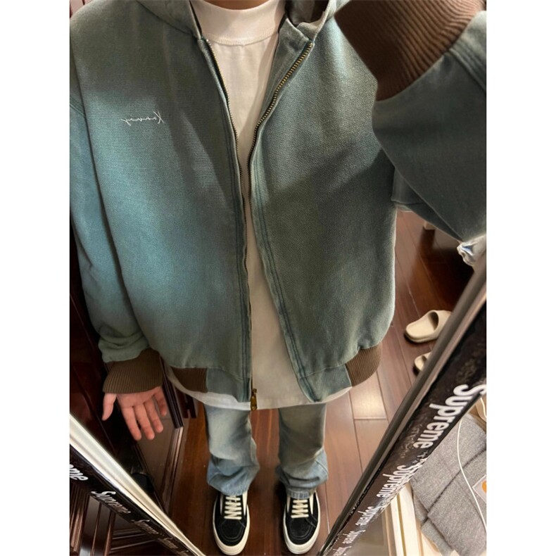 【有货】湖水绿Boxy短款连帽外套男春秋美式帆布夹克Y166CC-特P63,男装夹克,星座1007（原301D）