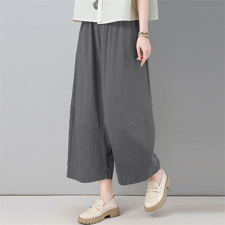 2025年夏款休闲款九分裤纯棉宽松阔脚裤薄款做旧宽松，女装休闲裤，秋牧寒烟