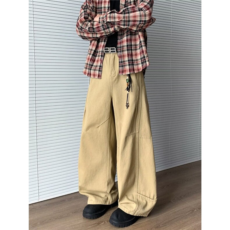 港风秋冬款男女牛仔裤褶皱阔腿宽松直筒长裤NK506P58,男装牛仔裤,星座1013-1
