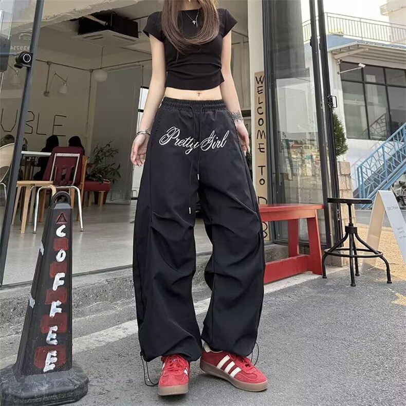 美式高街休闲裤男女韩版潮流字母阔腿2025夏季ins长裤K6218-P41,男装休闲裤,星座412-3