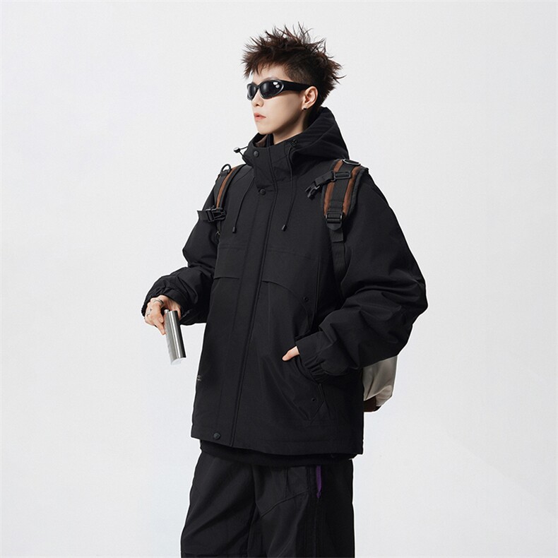 现货5W件冬季三防美式boxy解构连帽雪山冲锋衣棉衣男女棉服厚外套,男装夹克,电商A486