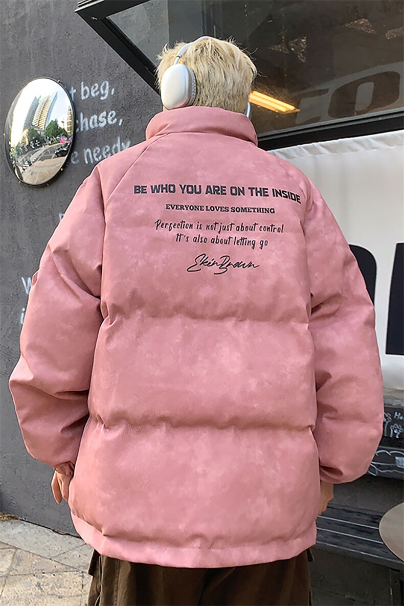 港风立领PU皮复古做旧金属印花字母设计棉衣男MY77732P130控178,男装棉衣,星座227-7