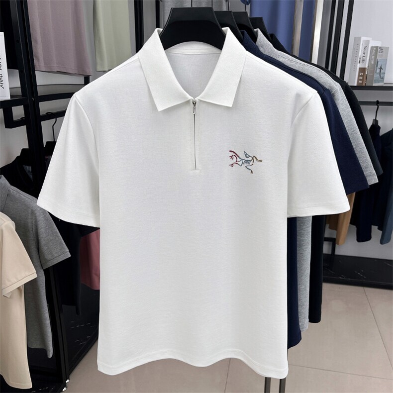 夏季棉短袖半拉链翻领POLO衫男T恤潮流品质上衣体恤男装图片