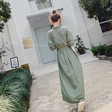 已出货2020夏季新款绿色连衣裙225-1943-P105（控158），女装连衣裙，浙宝225
