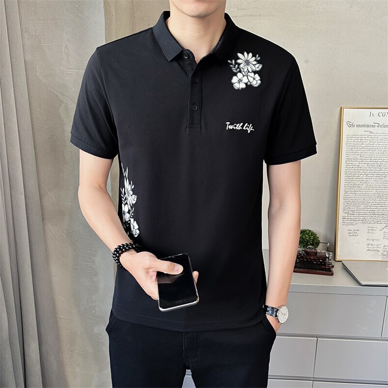 男装Polo衫翻领短袖印花透气2025新款短袖t恤C317-1859-P55,男装Polo衫,电商C317