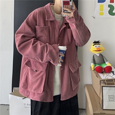 港风情侣灯芯绒夹克外套多口袋工装宽松衬衫潮男女日系H203/P85，男装夹克，电商A221A