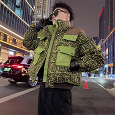 AY156/P138控178冬季社会小伙连帽百搭保暖拼接印花棉服男图首2，男装棉衣，星座305B-1