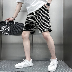 301C-DK34-48控68条纹休闲短裤男潮牌痞帅高级感社会小伙店主风图片