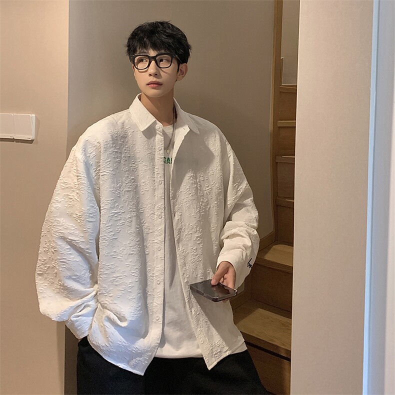 1港风花型七分袖衬衫男大码M-5XL风情侣衬衫男QCS7023P45控68,男装衬衫,星座226-2