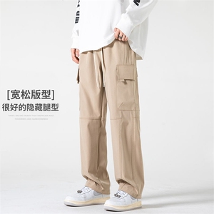 春夏工装男直筒裤子2025户外阔腿休闲美式高街冲锋长裤图片