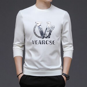 商务休闲上衣长袖男春秋季印花薄卫衣圆领宽松中年男士2023新款,男装卫衣,电商B212（原钱塘6029）