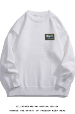 白底22秋冬潮流贴标字母印花纯色保暖圆领套头毛衣M1054P50控68，男装针织衫/毛衣，电商A247-1