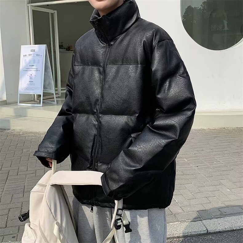 冬季棉衣男潮ins立领韩版潮流宽松pu皮棉服潮牌加厚外套my001-p90图片