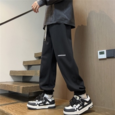 2025秋冬装华棉刺绣休闲裤宽松卫裤潮男K8766/特P35黑色2，男装休闲裤，电商A094
