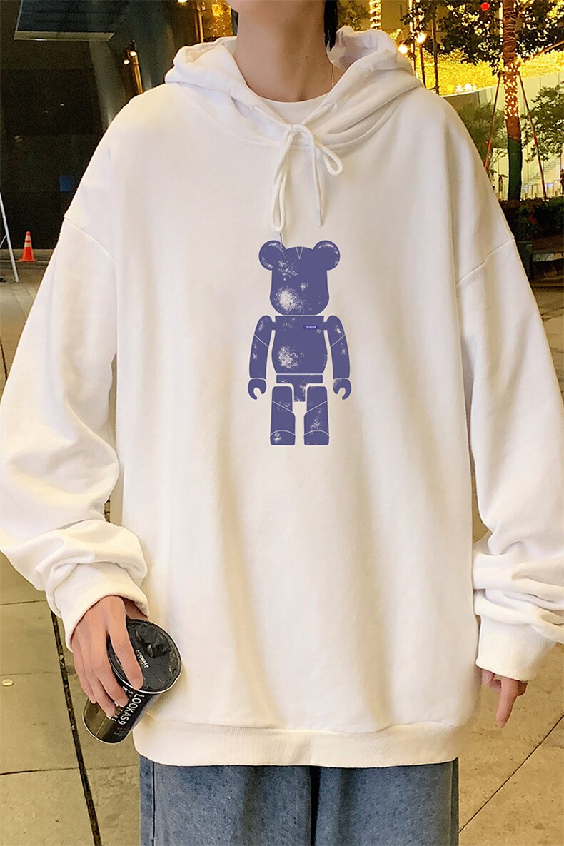 WY2242-P35 纯棉连帽卫衣男大码运动帽衫宽松薄外套男图片