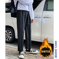 港风男士韩版潮流小西裤宽松纯色直筒学生坠感裤x209-p38加绒42,男装西裤,星座1008-2