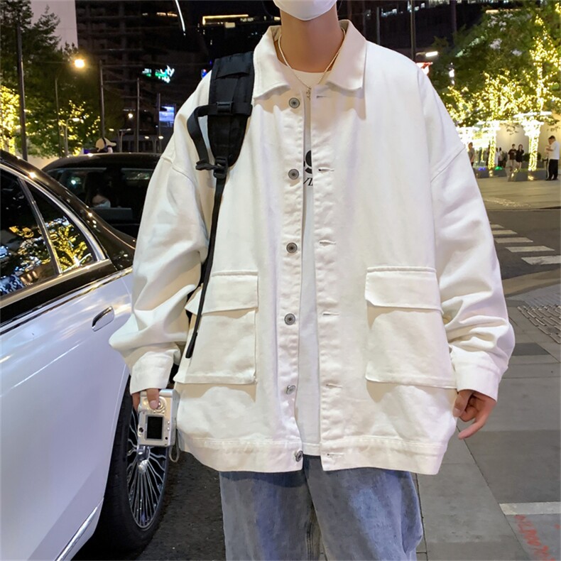 JK6089/P68秋装新款港风工装立体大口袋水洗夹克男女大码上衣,男装夹克,电商A141
