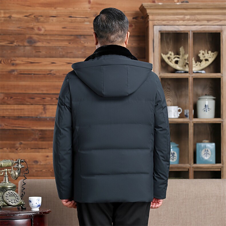 主推新款毛领可拆卸帽中老年羽绒服外套男士爸爸装羽绒服大衣,男装羽绒服,钱塘723