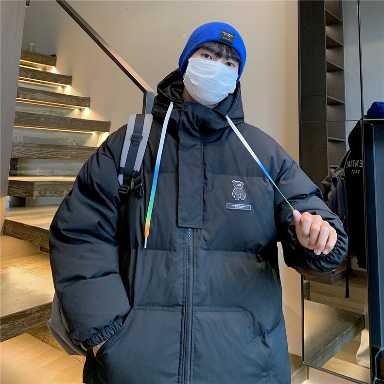 港风 新品 小熊加厚宽松连帽面包服棉衣外套情侣装棉服G1033 P128图片