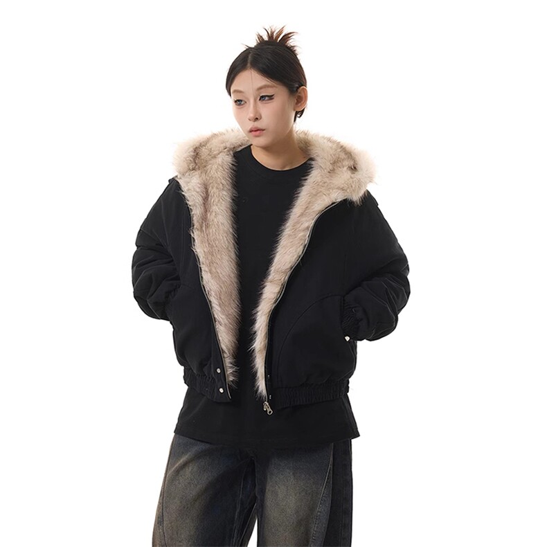 现货高品质美式高街冬季重磅硬挺短款座山雕毛领棉衣男女加厚外套,男装棉衣,电商A486-1