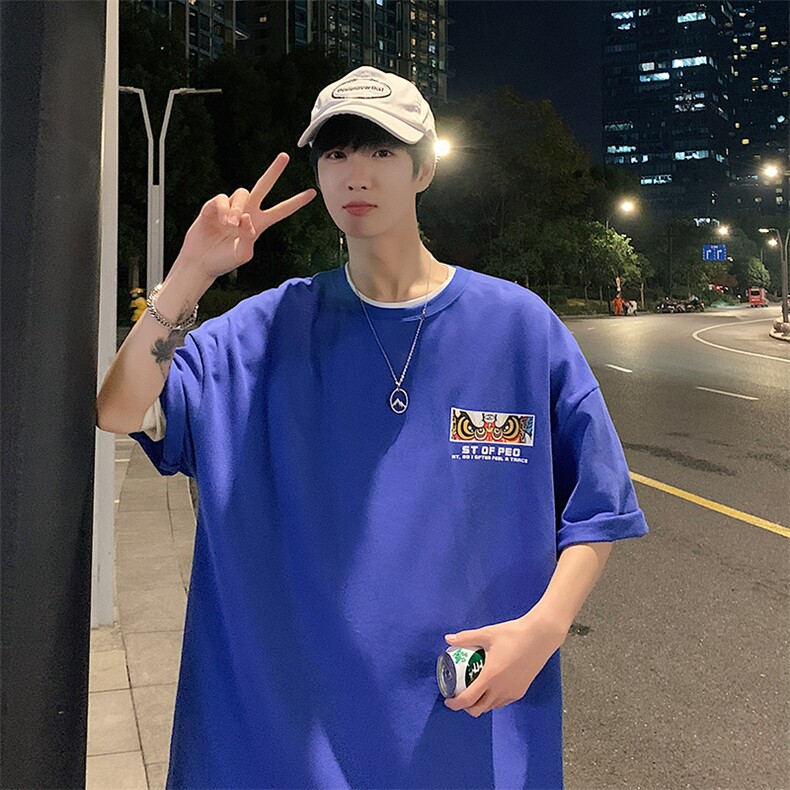 重磅潮港风短袖青少年学生百搭休闲潮流宽松T恤纯DX211P45,男装T恤,星座1204-3