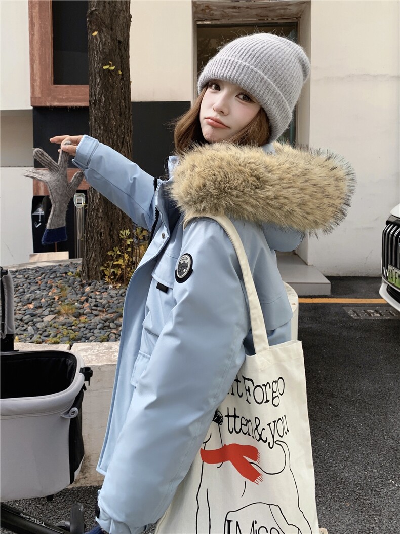 现货新款加厚派克羽绒服带毛领50绒2D035-25101P245K368,女装羽绒服,2D035