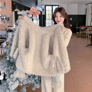 有货~立领蓝色皮毛一体毛毛外套2C118-M872P200控308图片