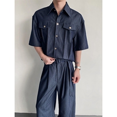 现货25老钱风质感坑条轻奢西服休闲套装TZ20裤子p78衣服p78，男装西服，电商B288