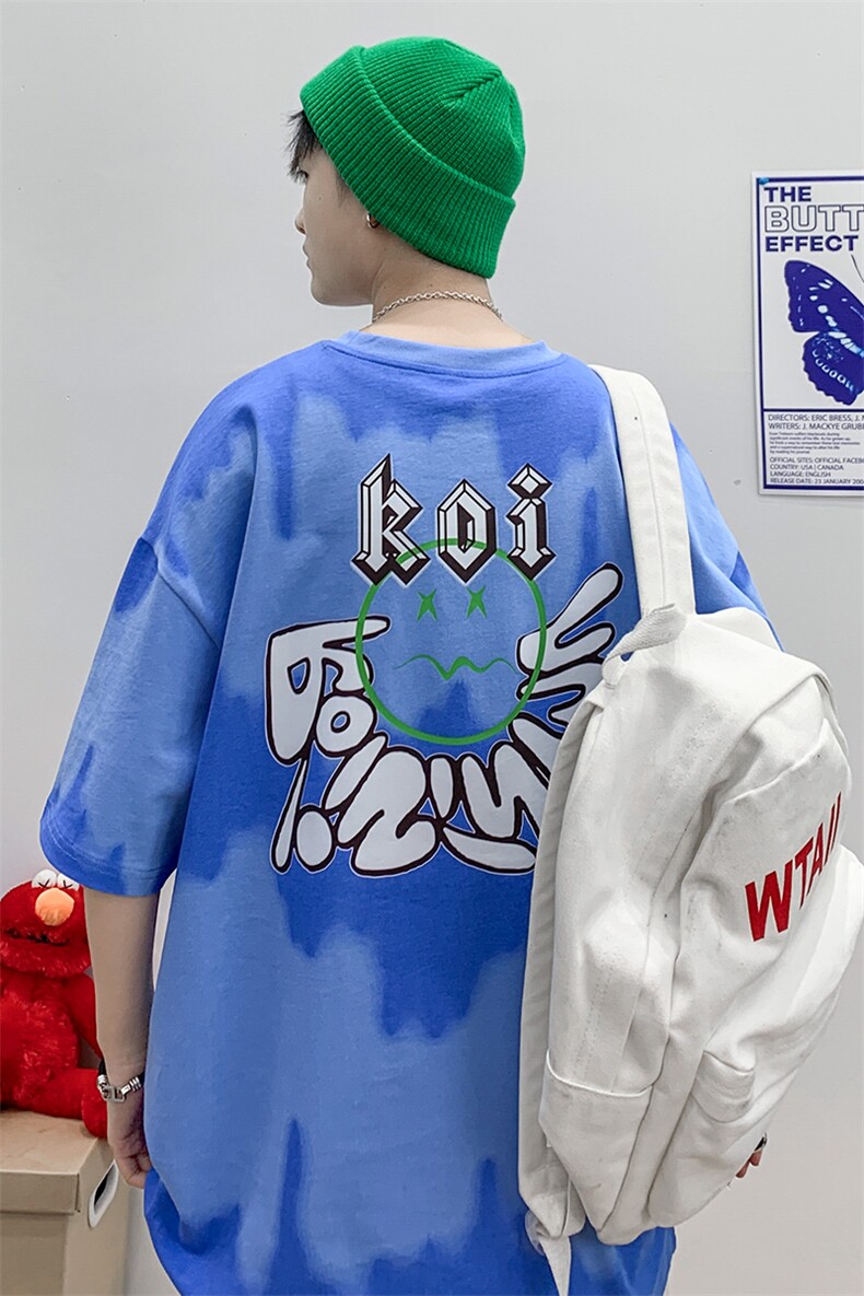 夏装港风时尚T恤短袖2023男女创意渐变印花半袖1599-P45控价68,男装T恤,电商A441-1
